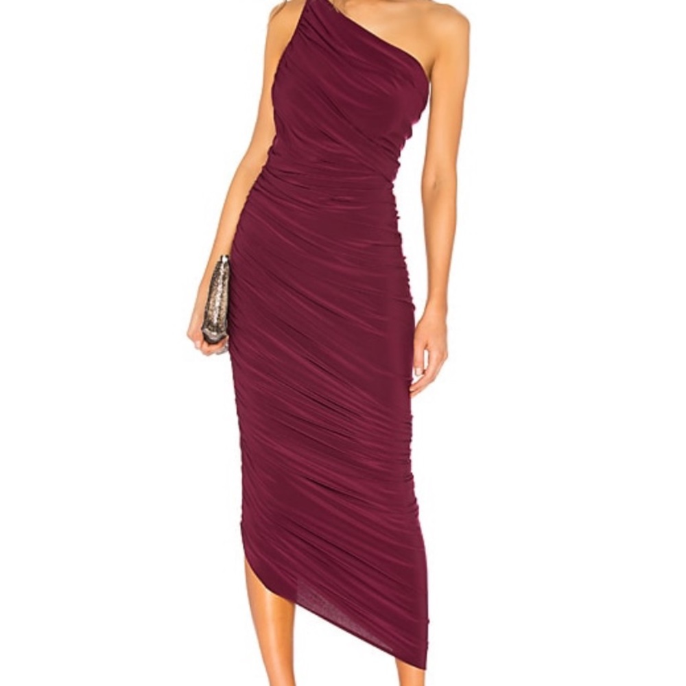 Never worn Norma Kamali gown, wine color